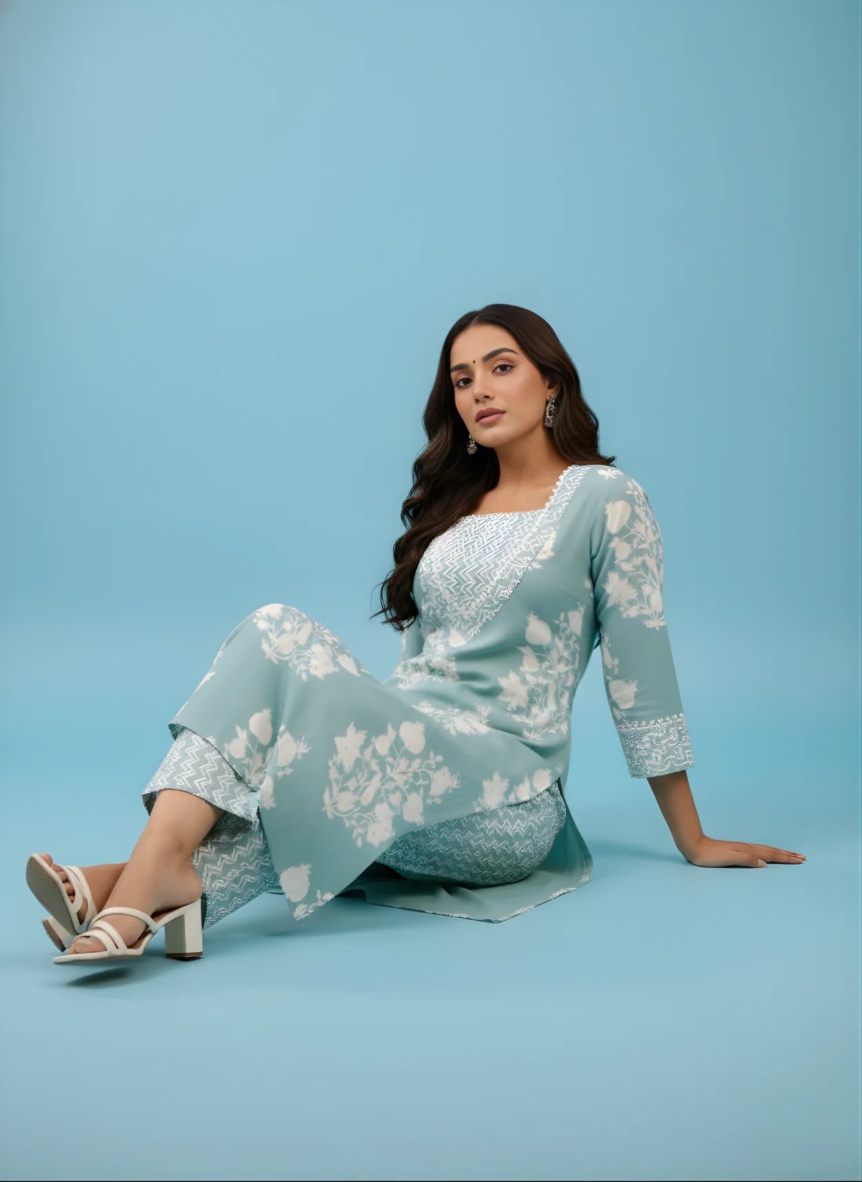 Pastel sea green kurti set with pant