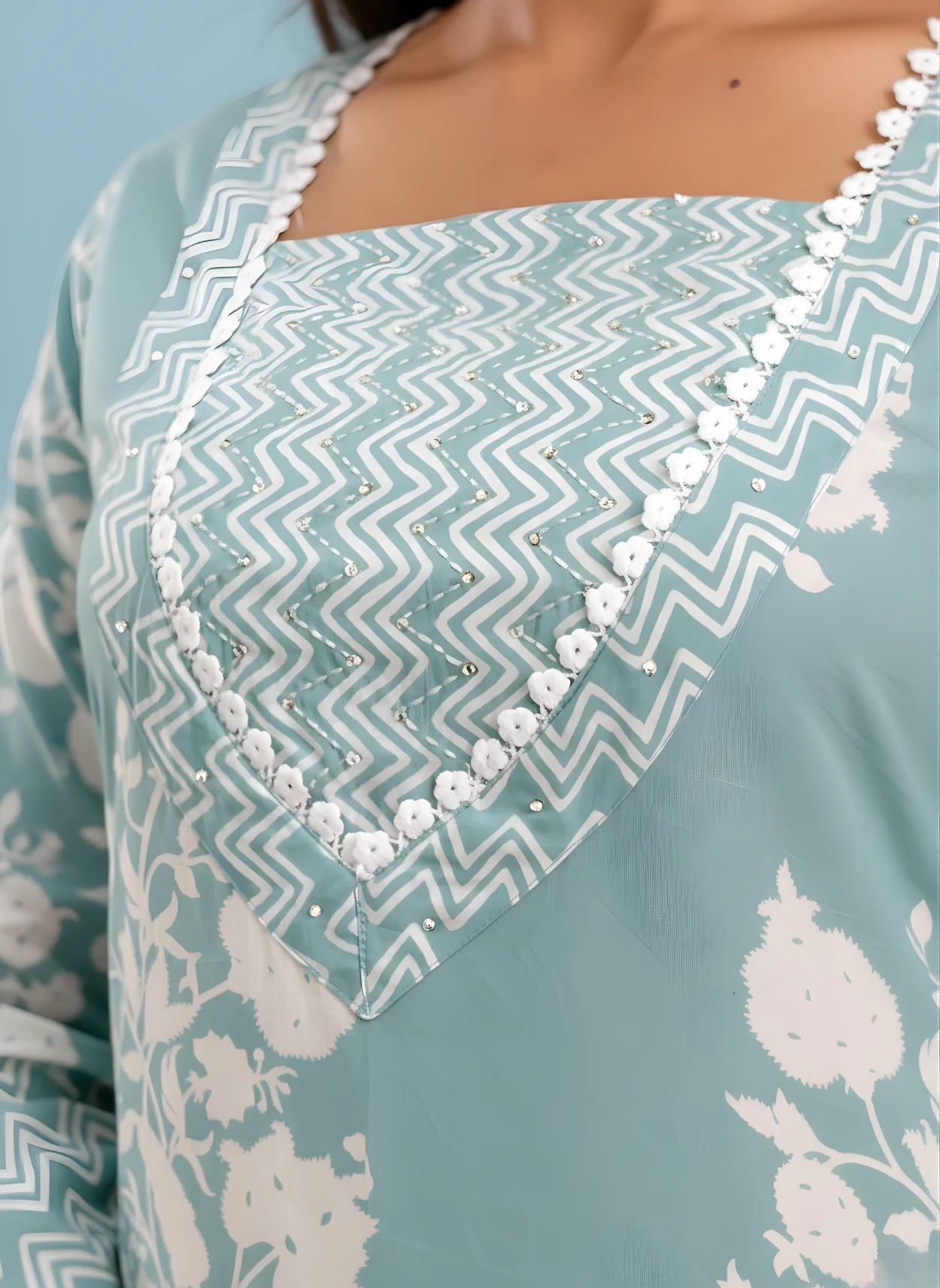 Pastel sea green kurti set with pant